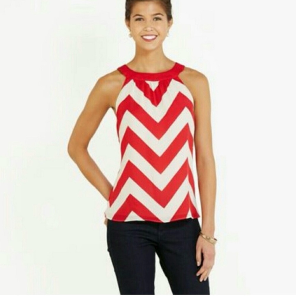 Vineyard Vines silk sleeveless chevron print blouse size 4